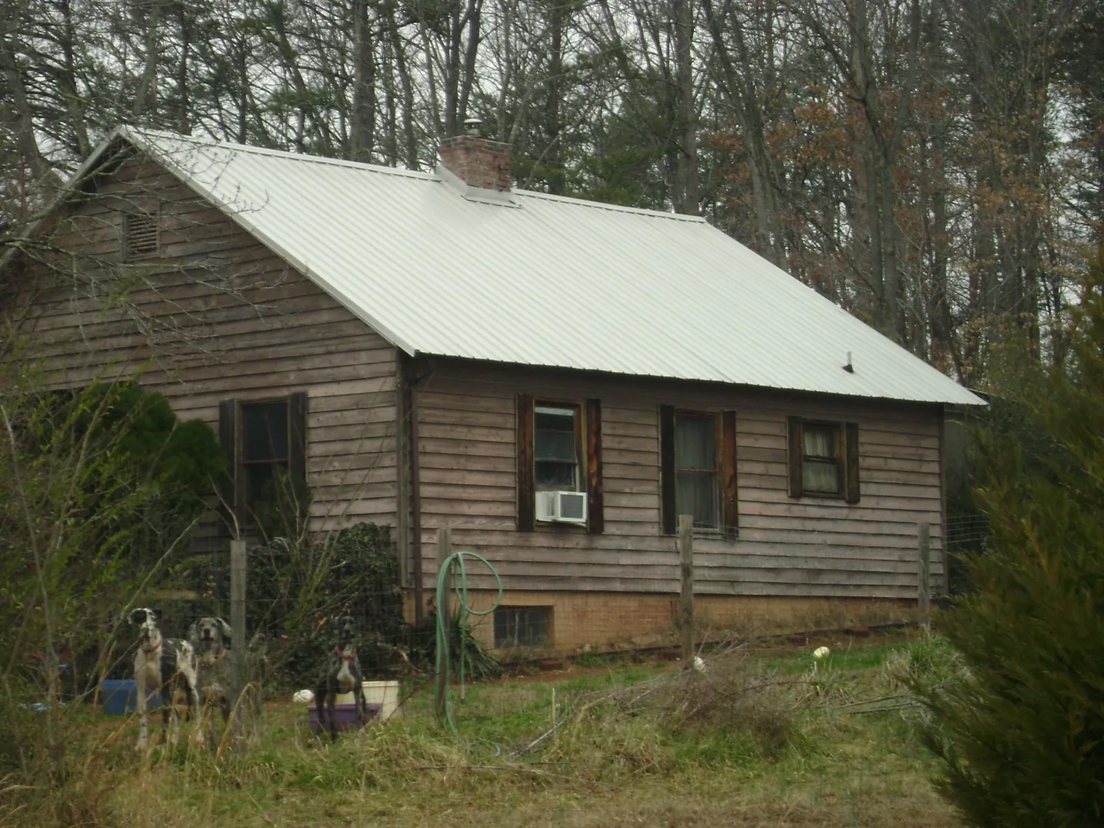 White metal roof on an old wood sided farmhouse, from a Asphalt Shingle Roof Repair job in Summersville